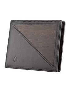 peněženka Pedro / black leather & oak