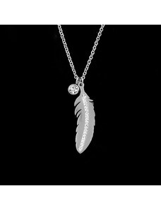 *Ocelový přívěsek peříčko z křídla anděla se zirkony | DG Šperky