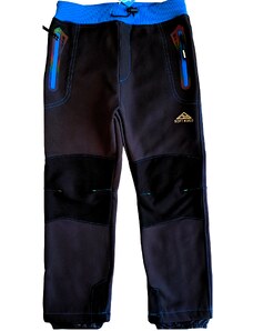 KUGO-Chlapecké zateplené softshellové kalhoty modro-černé