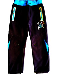 KUGO-Chlapecké zateplené softshellové kalhoty MONSTER CAR modro-černé