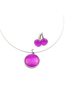 Laboka Neonově růžový set - visací náušnice + náhrdelník
