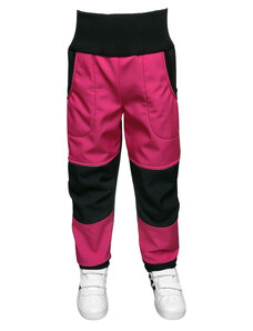 Made by Lucie Softshellové kalhoty s fleecem - jednobarevky - růžová