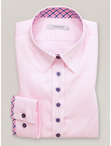 Willsoor Dámská košile long size světle růžová s kontrastními prvky 16228