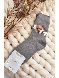 Kesi Teplé bavlněné ponožky s medvídkem, tmavě šedé