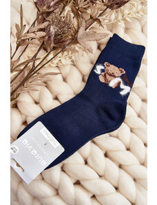 Kesi Teplé bavlněné ponožky s medvídkem, tmavě modrá