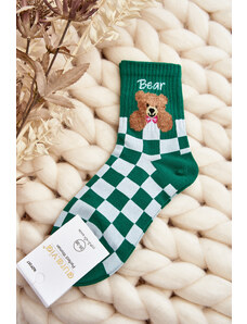 Kesi Vzorované dámské Ponožky S Medvídkem, Zelené