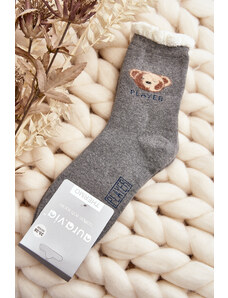 Kesi Silné bavlněné ponožky s medvídkem, šedé