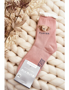Kesi Silné bavlněné ponožky s růžovým medvídkem