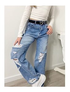 By Mini - butik Fashion ripped jeans švédy s páskem