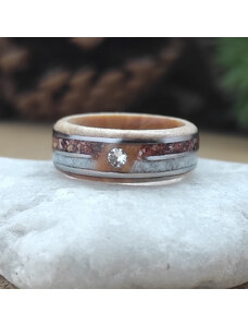 Woodlife Březový prsten s magnezitem a jaspisem
