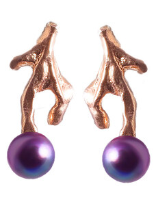 Klára Bílá Jewellery Pozlacené mini náušnice Berries pecky ze stříbra s perlou Barva perly: Bílá