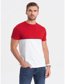 Ombre Clothing Originální dvojbarevné tričko červeno - bílé V6 S1619