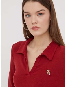 Tričko s dlouhým rukávem Abercrombie & Fitch červená barva