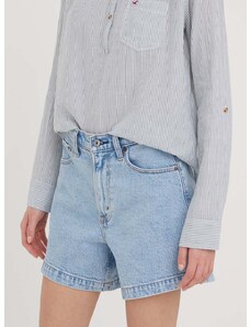 Džínové šortky Abercrombie & Fitch dámské, hladké, high waist