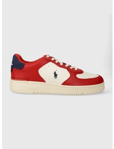 Kožené sneakers boty Polo Ralph Lauren Masters Crt červená barva, 809931571002