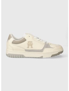 Sneakers boty Tommy Hilfiger TH BASKET STREET POP béžová barva, FM0FM04968