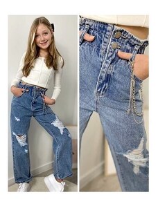 By Mini - butik Fashion ripped jeans s řetízkem