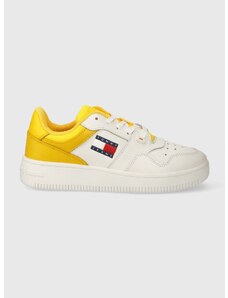 Kožené sneakers boty Tommy Jeans TJW RETRO BASKET ESS žlutá barva, EN0EN02505