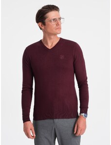 Ombre Elegant men's sweater with a v-neck - maroon