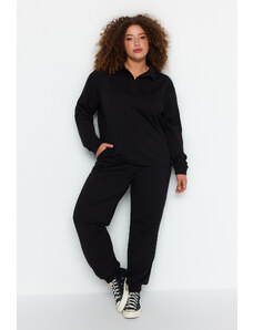 Trendyol Curve Black Thin Knitted Tracksuit Set