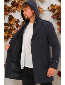 PLT8401 DEWBERRY MEN'S COAT-LIGHT DIAGONAL NAVY BLUE