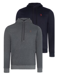 DOUBLE SET V4011 DEWBERRY MEN'S HOODED SWEATSHIRT-NAVY - ANTHRACITE