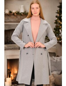 Z6765 DEWBERRY WOMEN'S COAT-PLAIN GREY