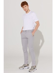 ALTINYILDIZ CLASSICS Men's Gray Slim Fit Slim Fit Cotton Flexible Comfortable Chino Trousers.