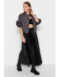 Trendyol Black Pleated Maxi Knitted Skirt