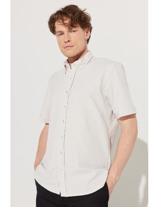 AC&Co / Altınyıldız Classics Men's Beige Slim Fit Slim Fit Buttoned Collar Seerpy Patterned Shirt