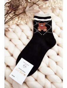 Kesi Vzorované dámské Ponožky S Medvídky, Černá