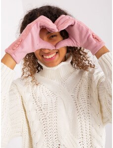 Fashionhunters Světle růžové rukavice s geometrickým vzorem