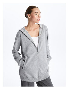 LC Waikiki Women's Hooded Plain Long Sleeve Oversize Zipper Sweatshirt