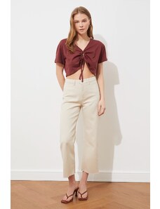 Trendyol Beige High Waist Culotte Jeans