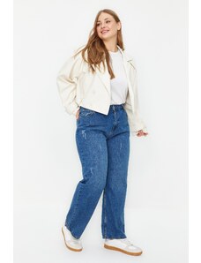 Trendyol Curve Světle modré džíny s vysokým pasem a širokým střihem
