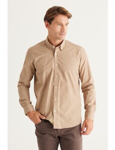 AC&Co / Altınyıldız Classics Men's Mink Slim Fit Slim Fit Shirt with Hidden Buttons Collar