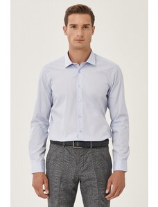 ALTINYILDIZ CLASSICS Men's Light Blue Easy-to-Iron Slim Fit Slim Fit Classic Collar Cotton Shirt.