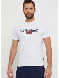 Bavlněné tričko Napapijri S-Aylmer bílá barva, s potiskem, NP0A4HTO0021