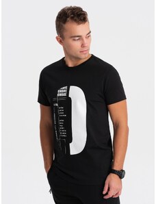 Ombre Clothing Pánské bavlněné tričko s potiskem - černé V3 OM-TSPT-0166