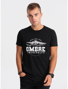Ombre Clothing Pánské bavlněné tričko s vojenským potiskem - černé V1 OM-TSPT-0164