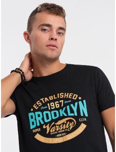 Ombre Clothing Pánské bavlněné tričko s potiskem - černé V1 OM-TSPT-0163