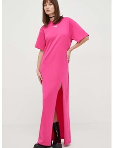 Bavlněné šaty MSGM růžová barva, maxi, oversize, 3641MDA83.247002