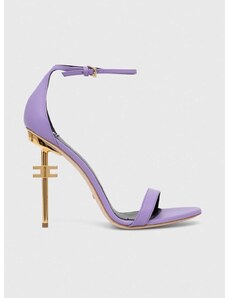 Kožené sandály Elisabetta Franchi fialová barva, SA23B41E2