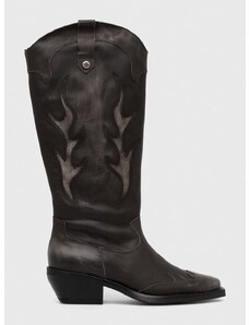 Westernové kožené boty Steve Madden Wenda dámské, šedá barva, na podpatku, SM11003097