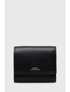 Kožená peněženka A.P.C. Compact Lois Small černá barva, PXBMW.H63453.LZZ