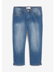 bonprix Cropped džíny Slim Fit se středně vysokým pasem Modrá