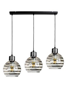 BERGE LED závěsné stropní svítidlo 3xE27 GLASS BALL stripes black