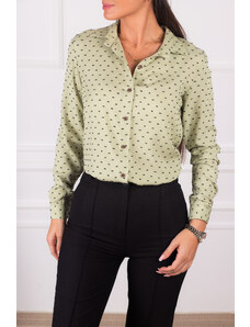 armonika Women's Green Patterned Long Sleeve Shirt