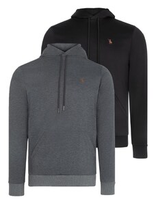 DOUBLE SET V4011 DEWBERRY MEN'S HOODED SWEATSHIRT-BLACK-ANTHRACITE