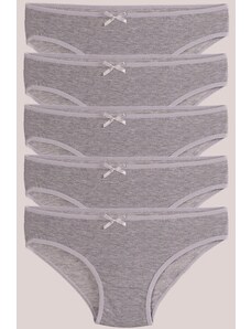 armonika Women's Gray Cotton Lycra Bikini Panties 5 Pack